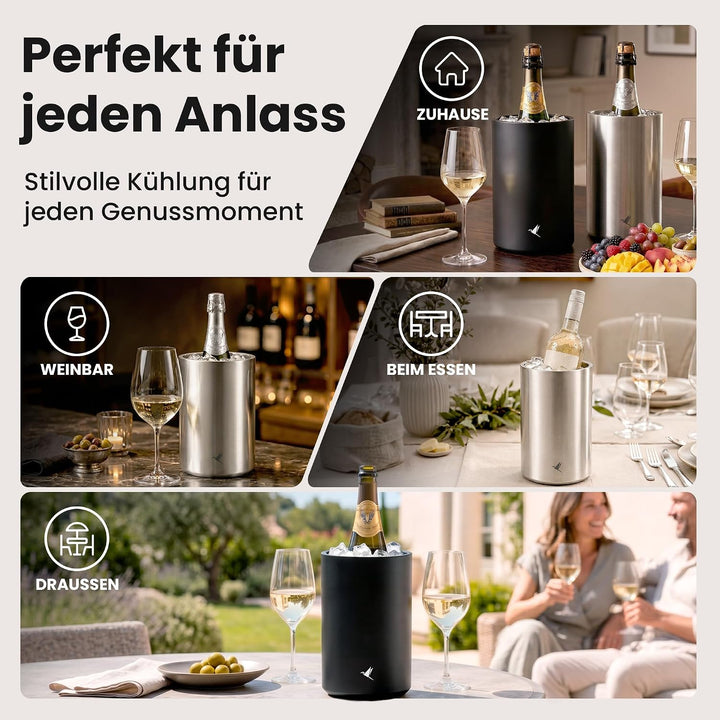 beyond Flaschenkühler für Wein, Champagner und Sekt Flaschen I Doppelwandiger Edelstahl Sektkühler -
