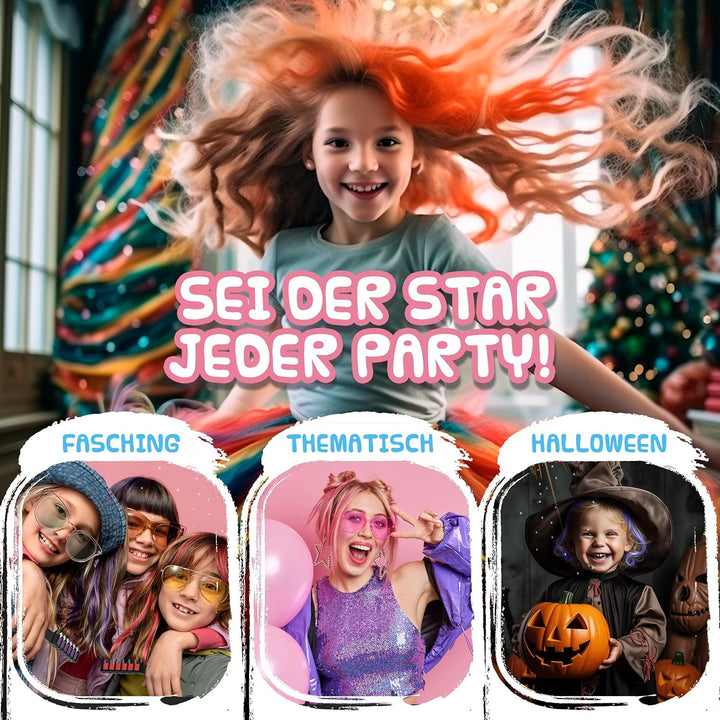 Magicat Premium Haarkreide Set I 2 Packungen mit je 10 Farbtönen und 5 Haargummis für das perfekte H