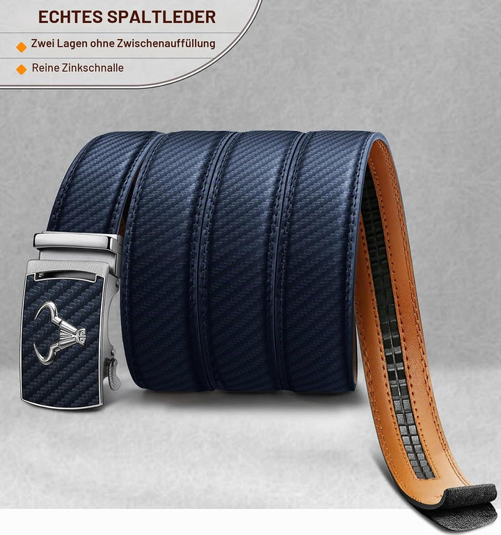 KEMISANT Gürtel Herren, Ratsche Gürtel Automatikschliesse Ledergürtel für Herren Business Anzug,Brei