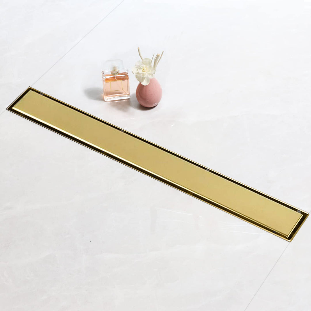 SaniteModar Duschrinne 60cm, Goldener Befliesbar Duschrinne extra flach, Edelstahl Bodenablauf…, 60c