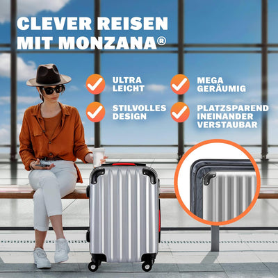 Monzana® Koffer Baseline Handgepäck ABS Hard Case Gehäuse gummierte Rollen Teleskopgriff Zahlenschlo