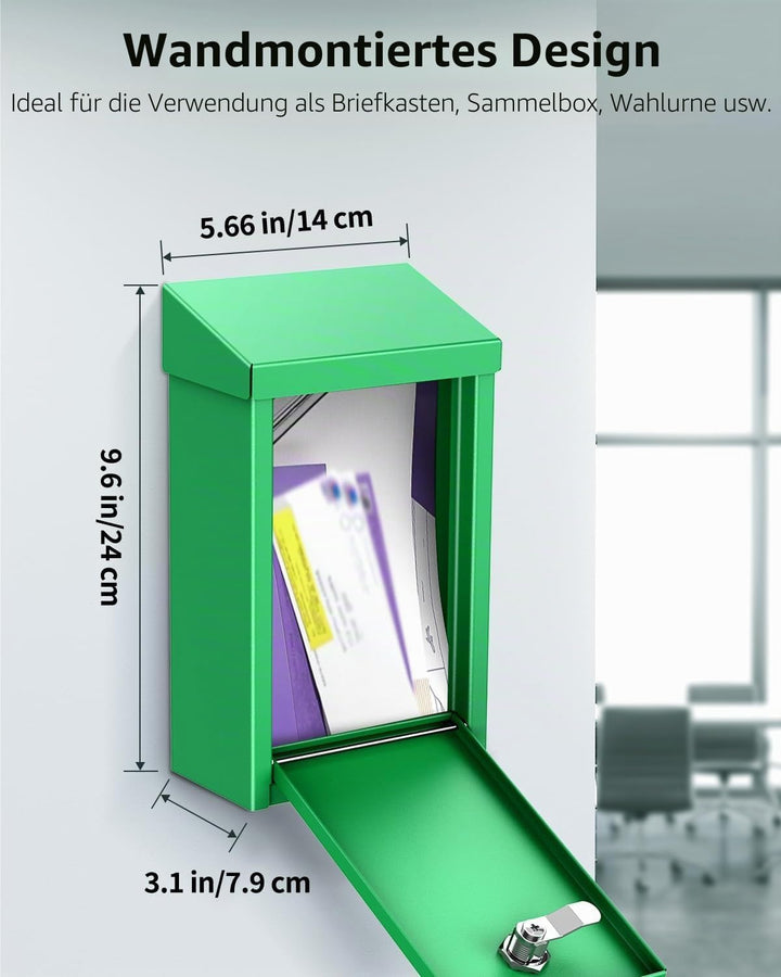 Uniclife Schlüsselbox Aussen Metall Spendenbox mit Schloss Sicherer Briefkasten Wandmontage mit Einw