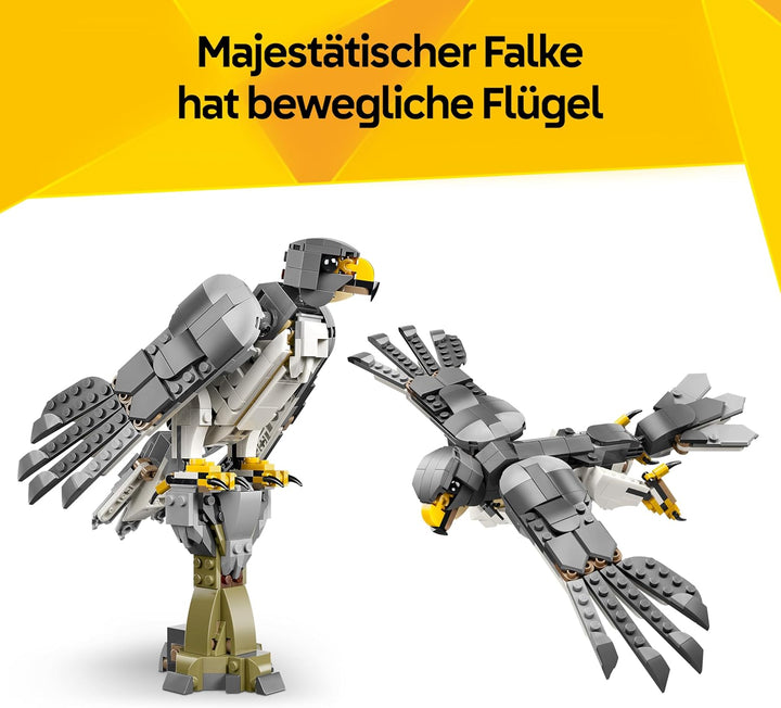 LEGO Creator Waldtiere: Wolf Spielzeug - Tierfigur mit 2 Bauoptionen - Falke oder Waschbär - DIY Dek