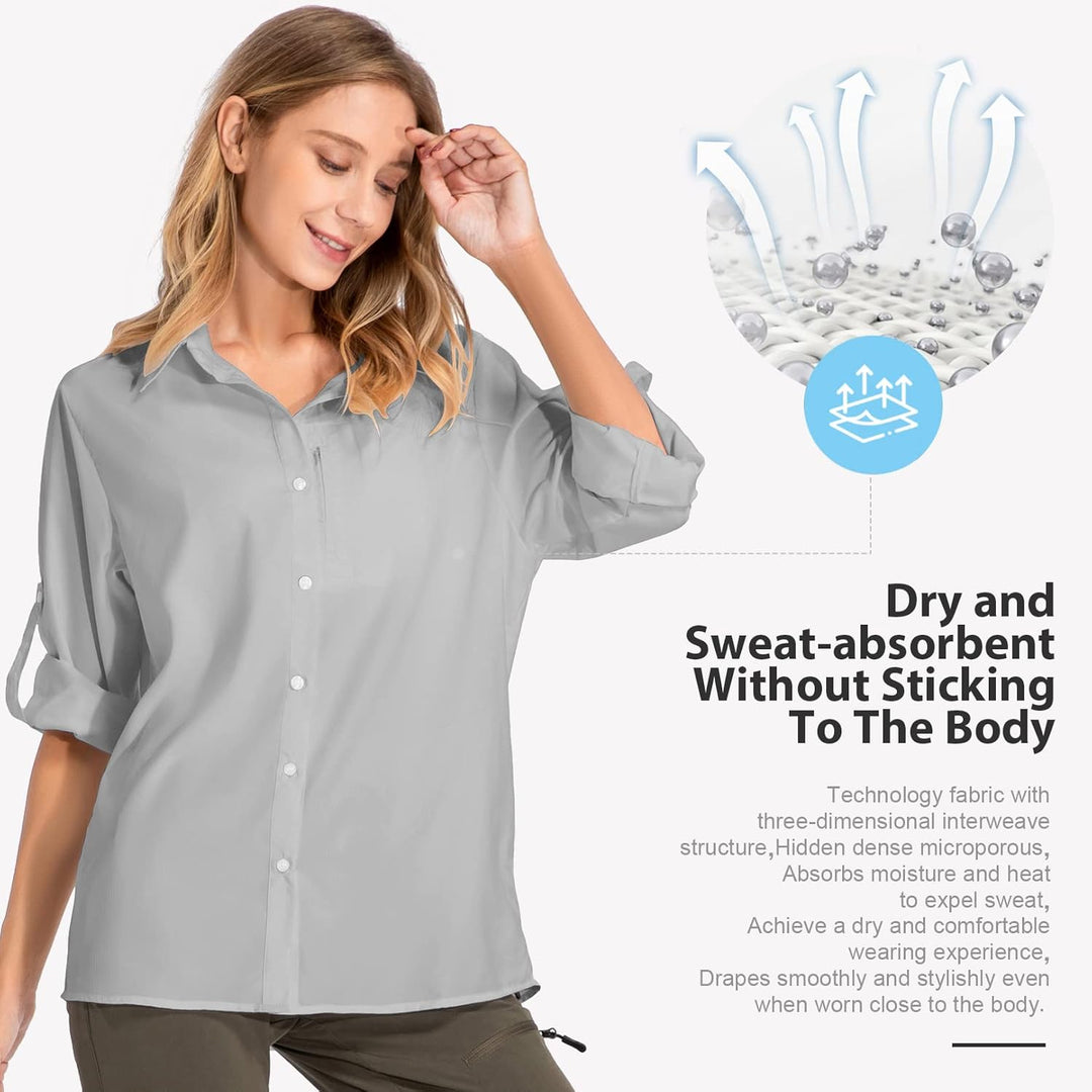 yeyity Damen Hemdbluse UV Schutz Langarmshirt Damen Schnell Trocknende Sport Shirts Wandershirt Safa