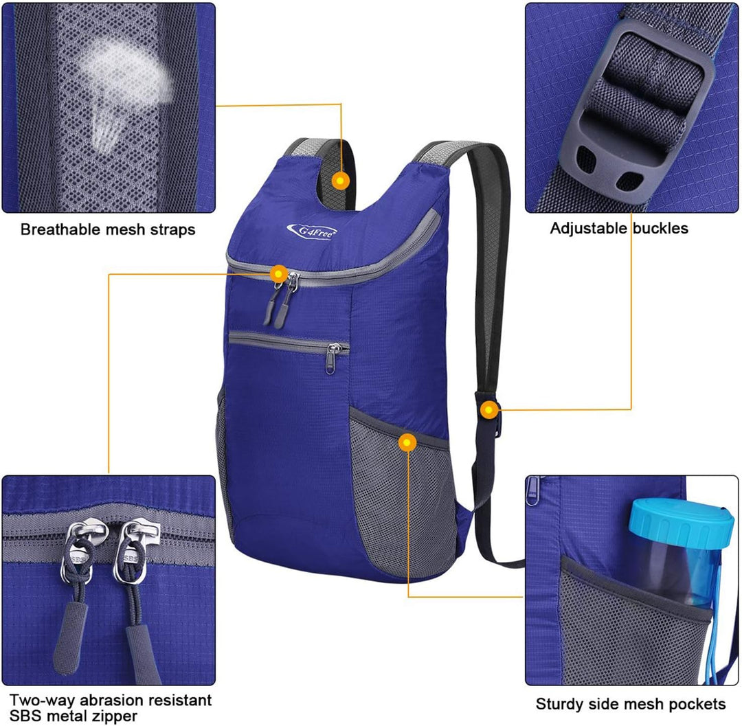 G4Free Ultraleichter 11 l kleiner faltbarer Rucksack für Reisen, Wandern, Radfahren, Wandern oder Me