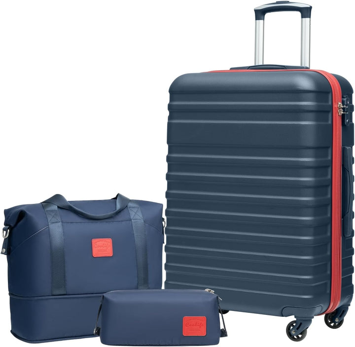 COOLIFE Koffer Trolley Koffer Reisekoffer von ABS Hartschalen Trolley 4 Rollen TSA-Schloss Der Koffe