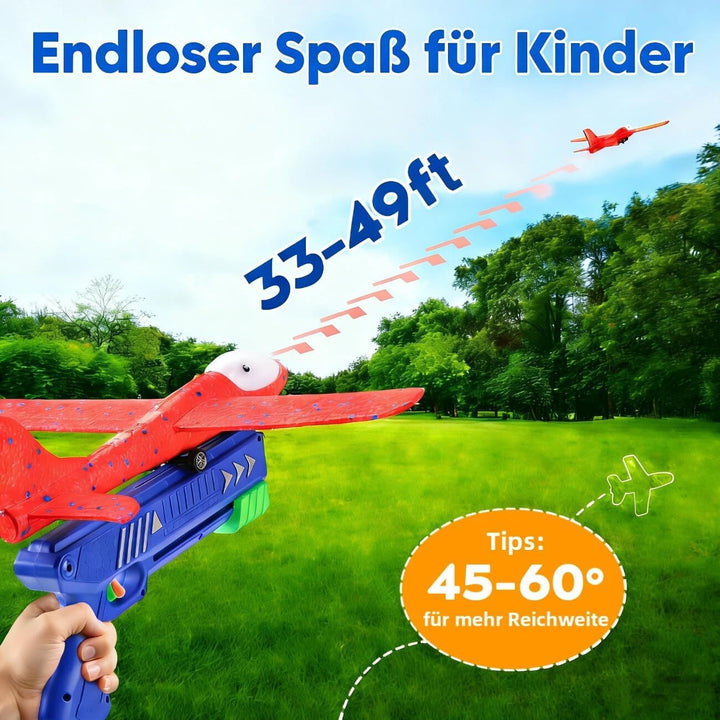 Winstico Geschenk Spielzeug Flugzeug für 5 Jahre Kinder: 2er Pack Flugzeug-Werfer-Spielzeug mit 4er