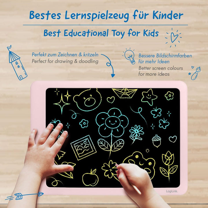 LogiLink AA0182 - LCD-Kinderschreibtafel 14", lösch- und wiederbeschreibbar, Whiteboard-Rückseite, a