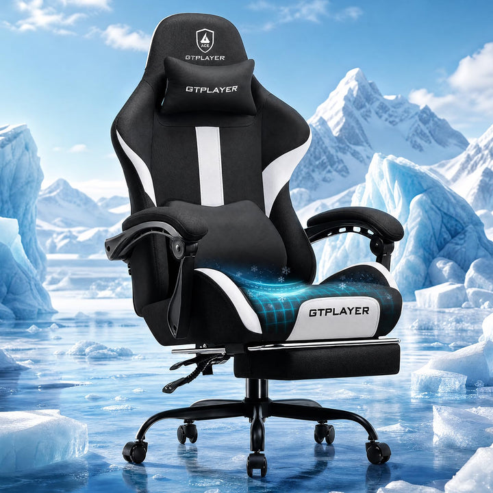 GTPLAYER Gaming Stuhl, Gamer Stuhl, Atmungsaktiver Bürostuhl aus Hochwertigem Stoff, Ergonomischer P