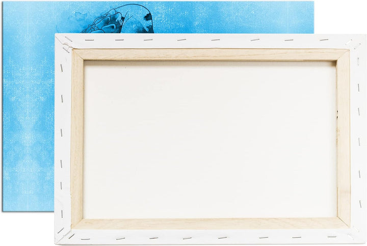 deyoli Zeichnung einer Qualle Format 80x60 Effekt: Monocrome Blau als Leinwandbild, Motiv fertig ger