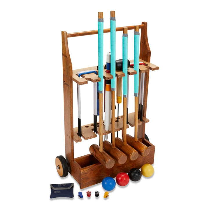 Übergames Extrem hochwertiges Pro Croquet / Krocket Set für Fortgeschrittene ECO Hartholz Pro Krocke