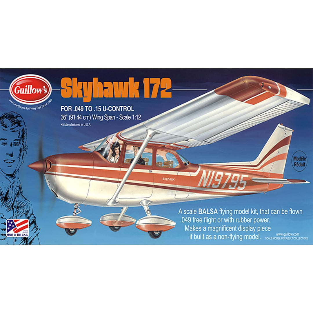 GUILLOW's Cessna Skyhawk 172 802 Powered Balsa Flying Model Kit