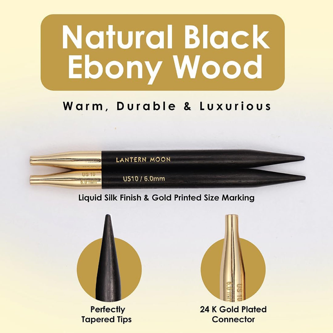 Lantern Moon Austauschbare Stricknadeln – 9 Paar 10 cm Spitzen – 2 Drehschnüre 40,50 cm – Endkappen,