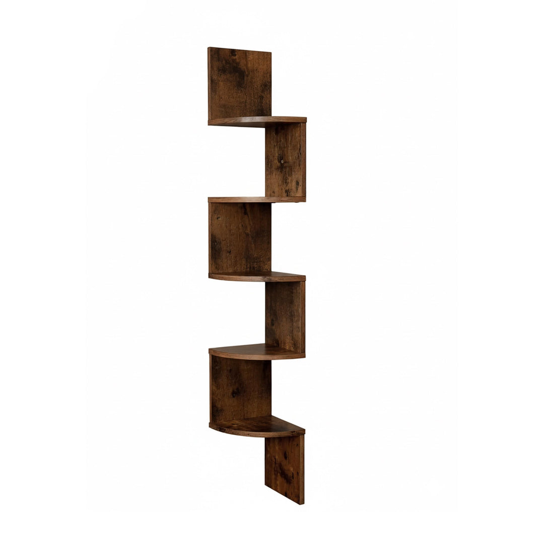 Relaxdays Eckregal, HxBxT: 125 x 20 x 20 cm, 5 Etagen, MDF, Zickzack-Design, Wandregal Ecke, Bücherr
