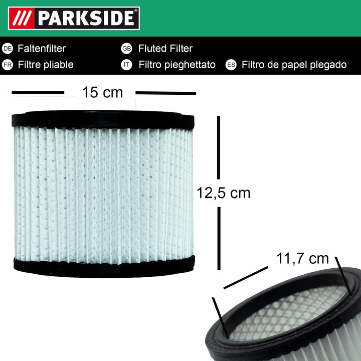 Original Parkside Falten-Filter mit Stahlinnengitter, stabile Ausführung, für Aschesauger - Kaminsau
