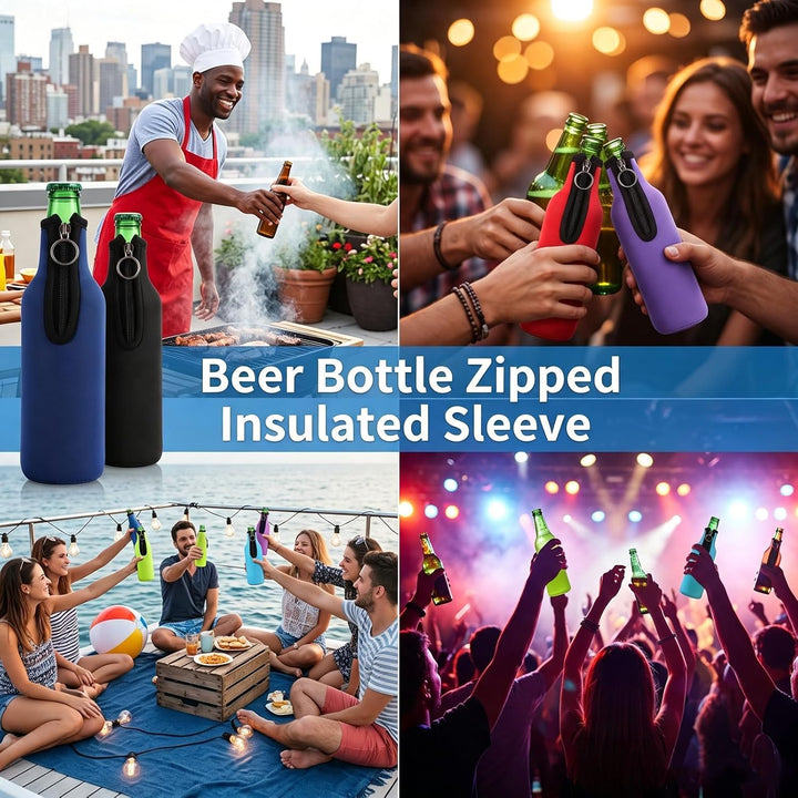 6 Stück 500ml Bier Flaschenkühler Tasche für Bierflasche mit Reissverschluss