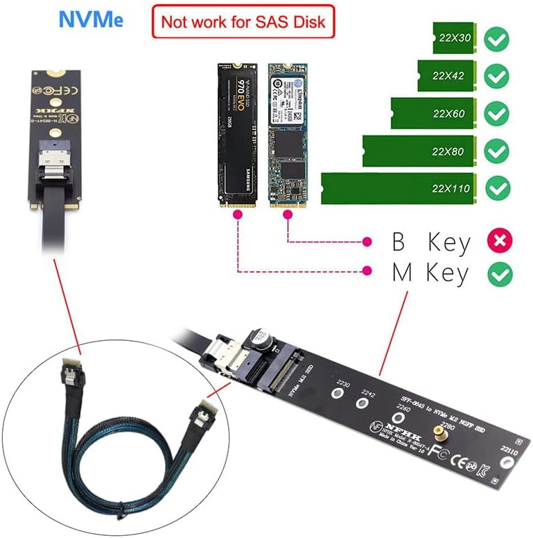 chenyang CY M.2 NVME NGFF M-Key SSD Stecker auf Buchse Verlängerungskabel 40cm mit SFF-8654 Steckera