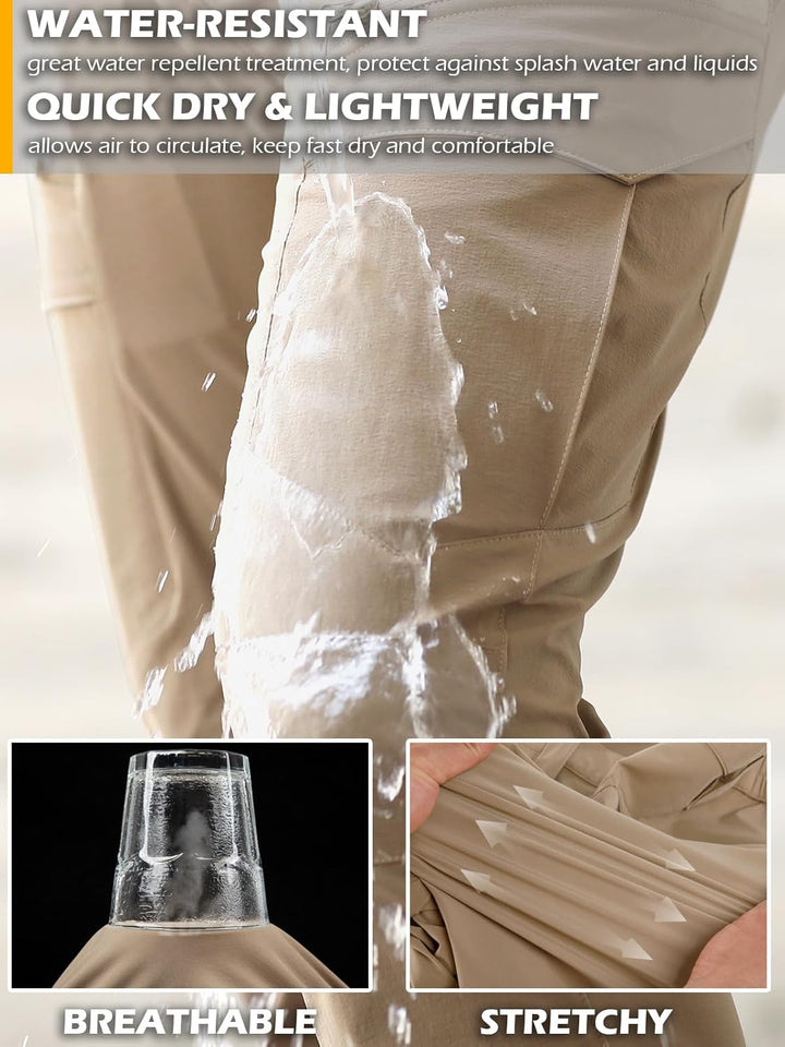 CARWORNIC Herren Schnelltrocknend Taktisch Hose Leicht Wanderhose Angelhose Stretch Cargohose 30W /