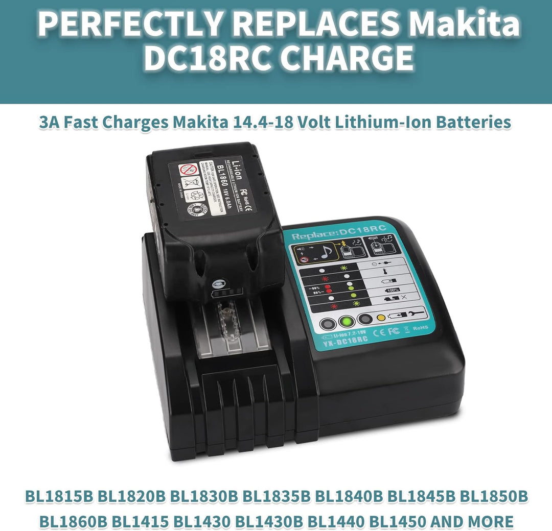 3A Ladegerät für Makita 18V Akku DC18RC 14.4-18V für BL1850 BL1860B BL1830B BL1840B Li-Ion Akku Ersa