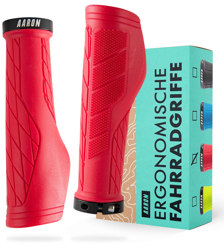 AARON Fit Fahrradgriffe mit dämpfender Auflagefläche - ergonomische Lenkergriffe aus rutschfestem Gu