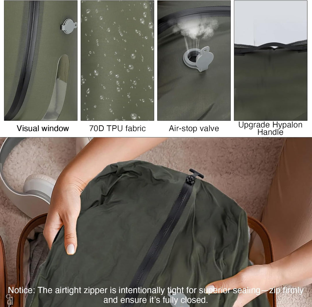 Vakuumbeutel TPU, Kompressionsbeutel mit Ventil für Pumpe oder manuelles, aus 70D Nylon, wasserdicht