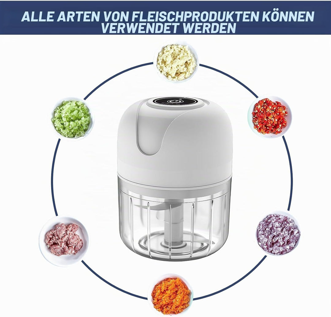 BAIFULAI Zerkleinerer Elektrisch Mini, Zwiebelschneider, 100ml&amp; 250ml Becherkörper, Multizerkleinere