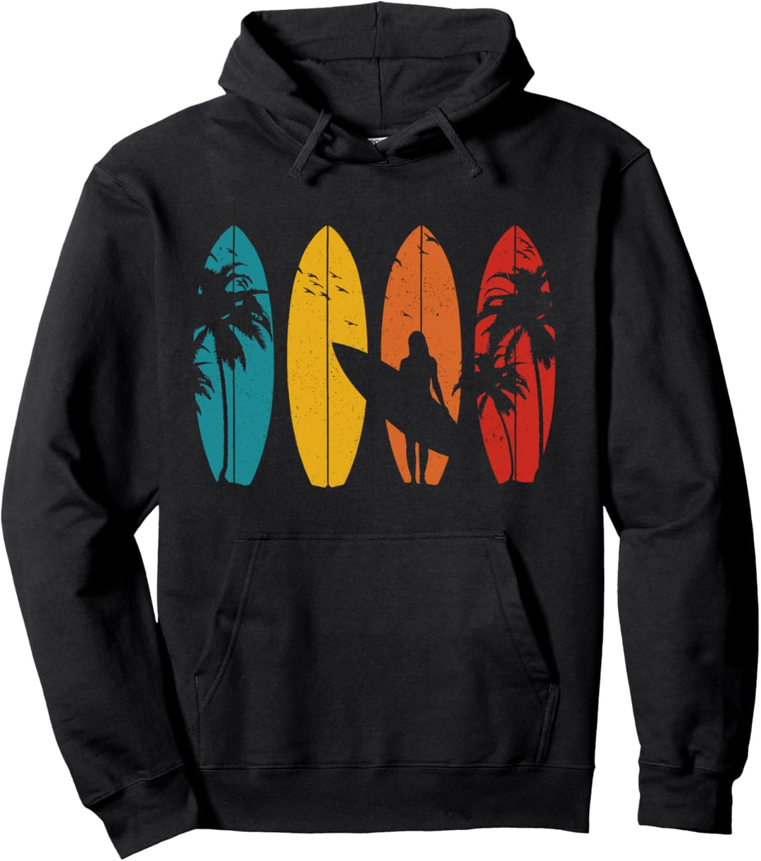 Surfer Vintage Surf Board Surfen Wellenreiten Geschenk Pullover Hoodie