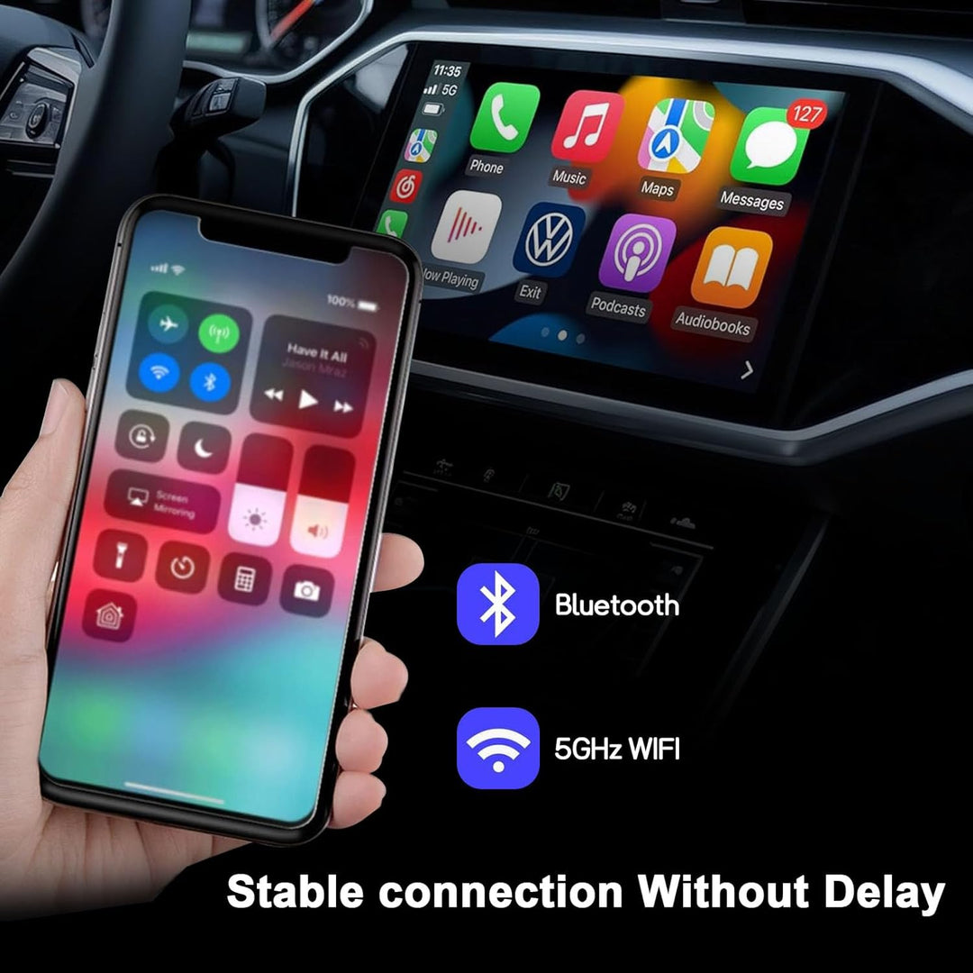 Wireless Carplay Adapter mit Wired Carplay (USB to C), Metalldesign Mini Wireless Car Play Adapter f