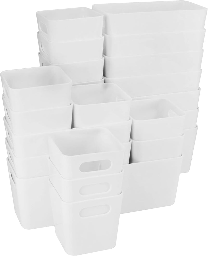 22 Teile Organizer Set - 10 cm hoch - in 3 Grössen - weiss - Schubladeneinsatz - passend für Schubla