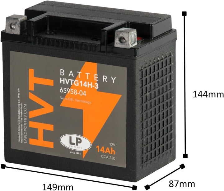 Landport Motorradbatterie Gel GHD14H-3 (YHD14HL-BS) 12v 14ah CCA 220A