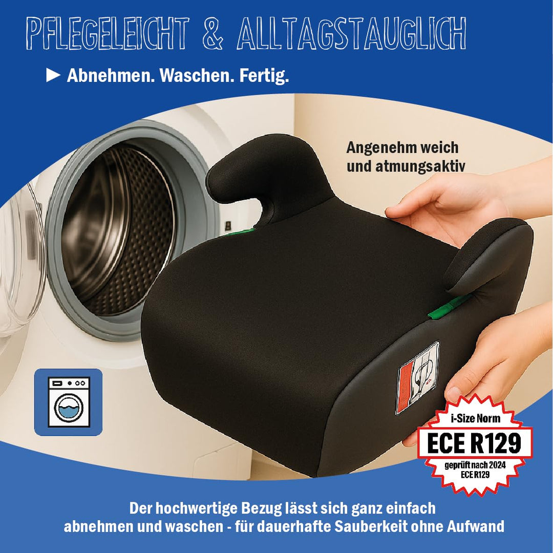 Autositzerhöhung Vito von UNITED KIDS iSize Norm R129 von 126-150 cm mit weichen und waschbaren Bezu