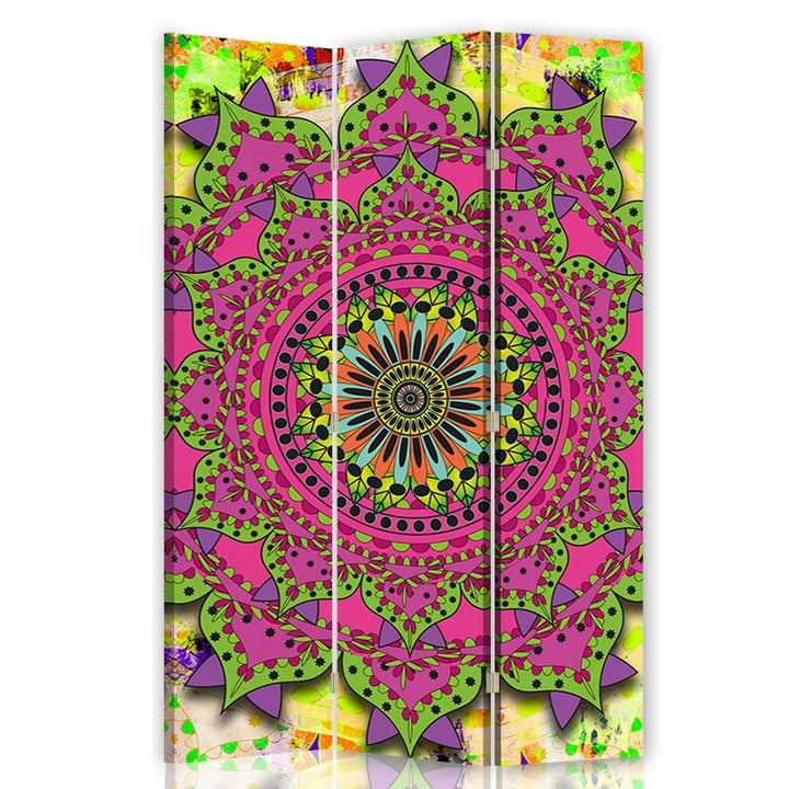 Trennwand 3 TLG Mandala Bedruckt auf Leinwand beidseitig Spa Rosa 110x175 cm Beidseitig 3 TLG 110x17
