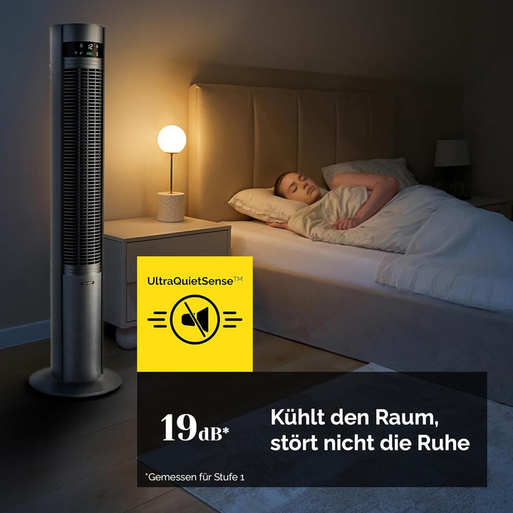 YOER 19dB Leiser Turmventilator, Plasma-Ionisator, Ventilator, 12 m Reichweite, 12 Geschwindigstufen