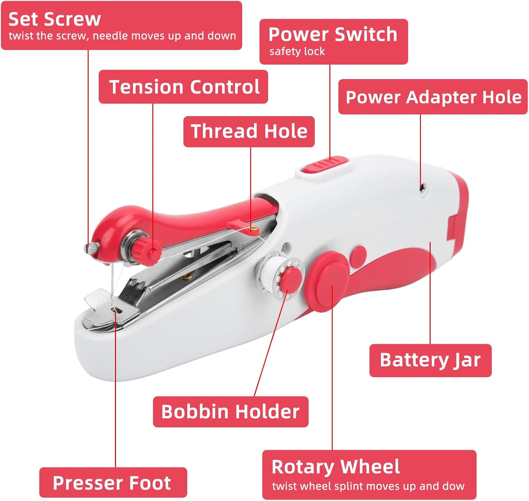 BORDSTRACT Handnähmaschine, tragbare Mini Kleine elektrische Doppelnadel Heimwerker-Ledernähmaschine