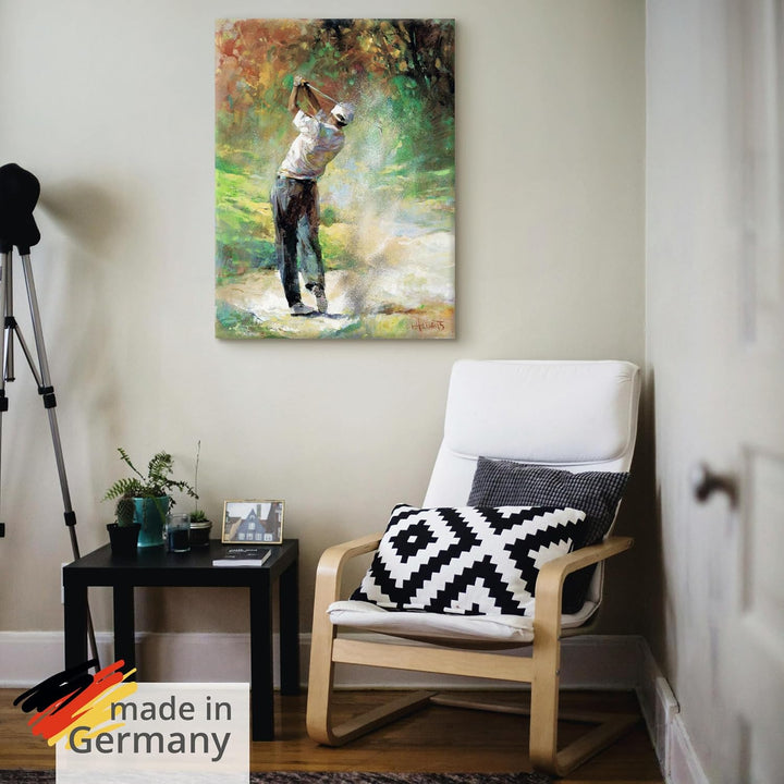 ARTland Leinwandbilder Wandbild Bild auf Leinwand 60x80 cm Wanddeko Golf Landschaft Golfplatz Sport