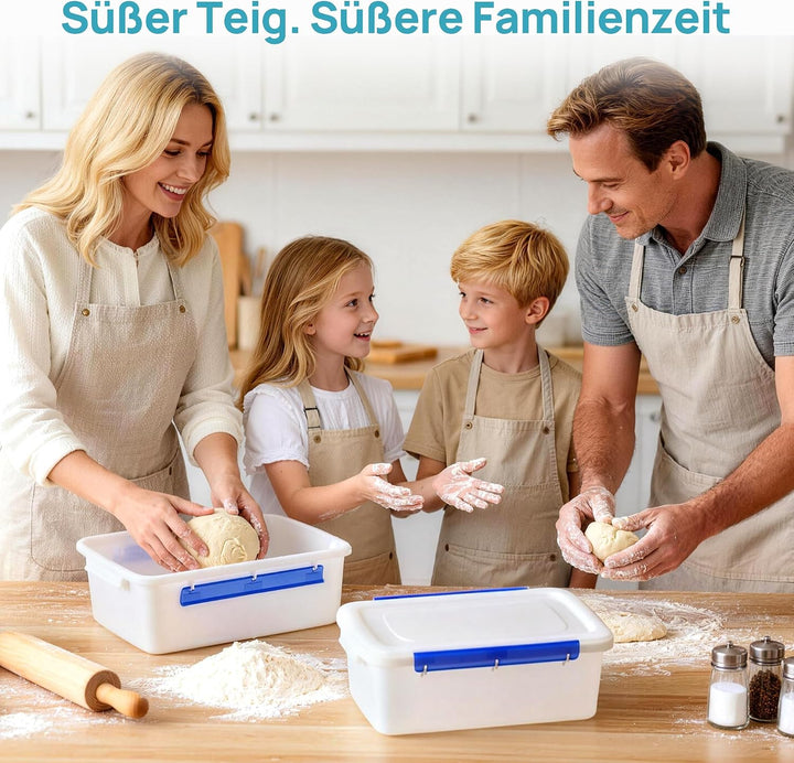 Vtopmart 2er Set Pizzaballenbox,Gärbox mit Deckel 40x30x8cm, BPA-frei Box | Stapelbare Teigbox für P