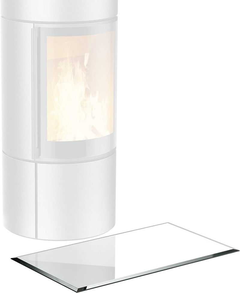 BIJON Glasplatte Rechteck für Kaminofen mit Dichtlippe, Glasbodenplatte - Funkenschutzplatte Glas mi