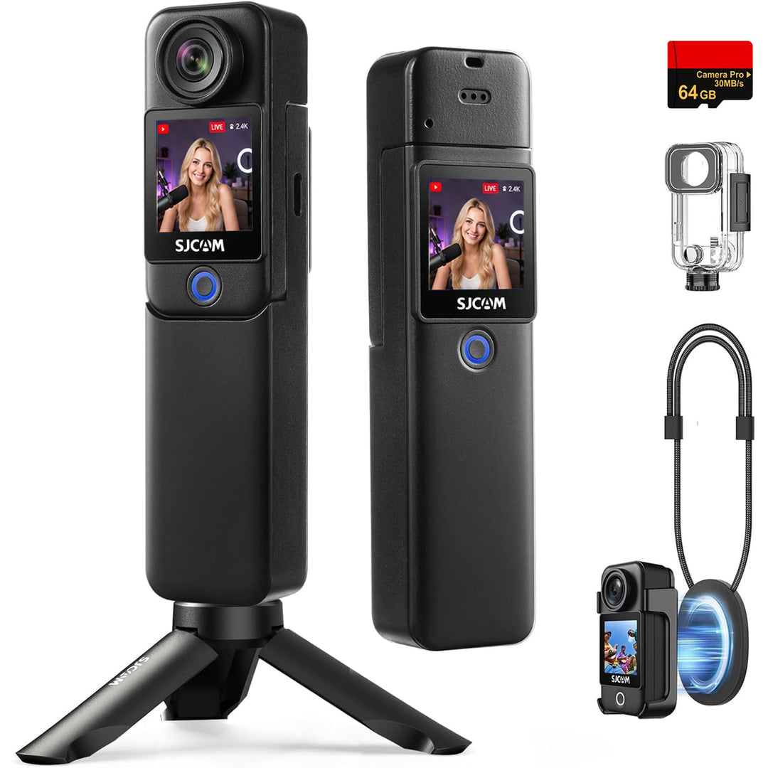 SJCAM C300 Actionkamera 4K, 7 Stunden Akkulaufzeit, 6-Achsen-Stabilisierung, Dual-Touchscreen-Sportk