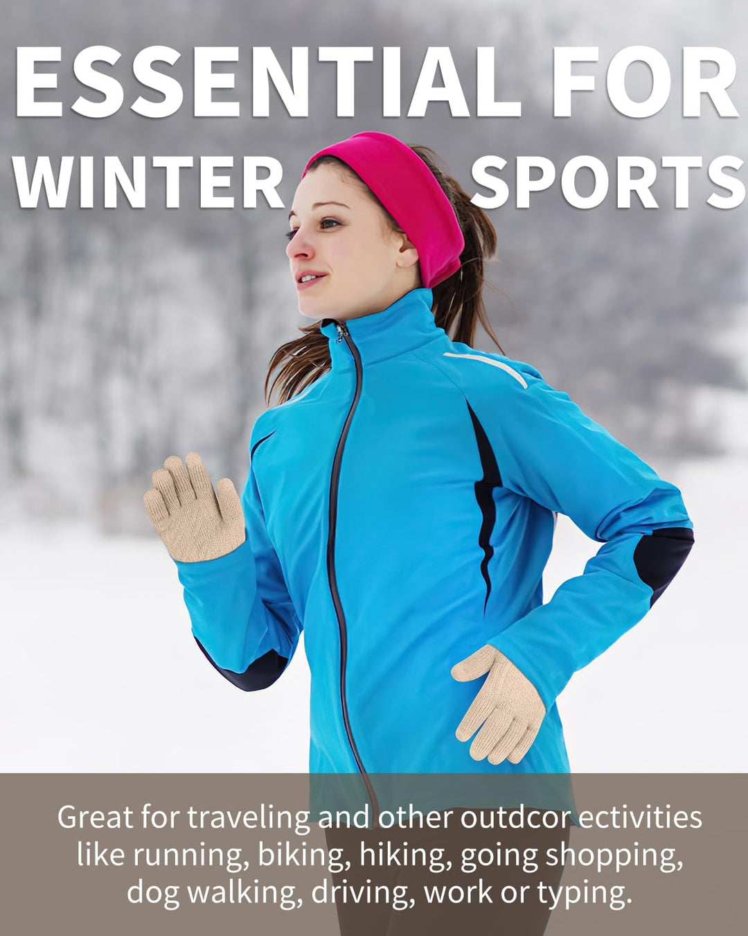ARFNKIM Damen Winterhandschuhe mit Fleecefutter, Touchscreen Warme Gedehnt Dicke Strickhandschuhe Wo