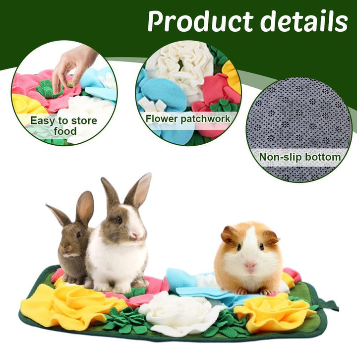 Futtermatte für Kaninchen, Hasen Schnüffelteppich, Schnüffelmatte Kleintiere mit Hängendem Seil für