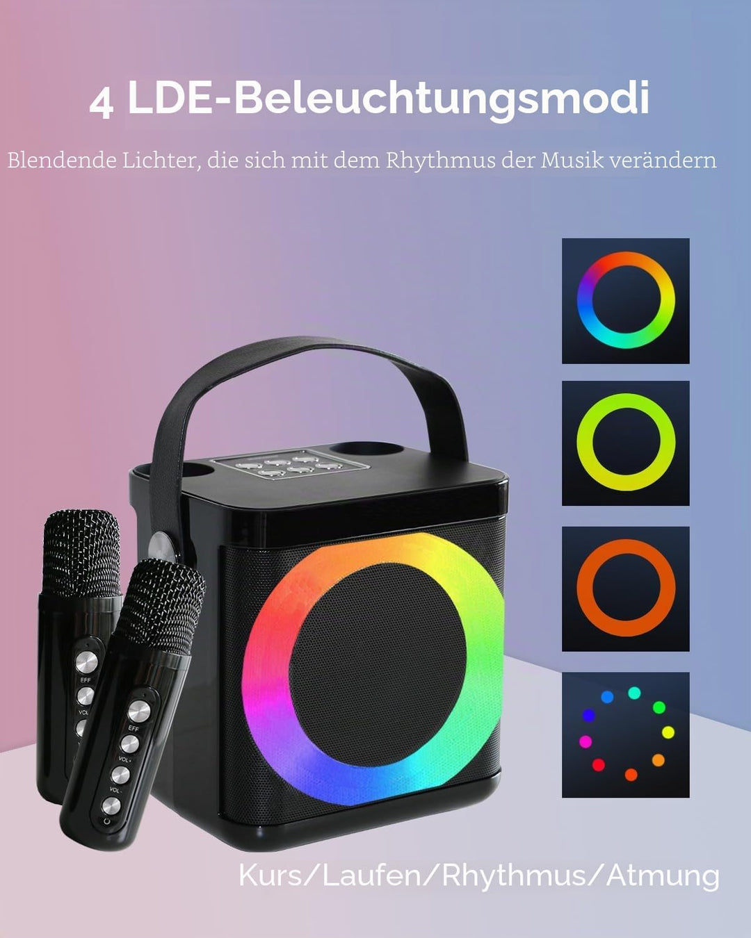 Karaoke Maschine, Karaoke anlage mit 2 mikrofonen,Bluetooth Karaoke Box, musikbox mit mikrofon Karao