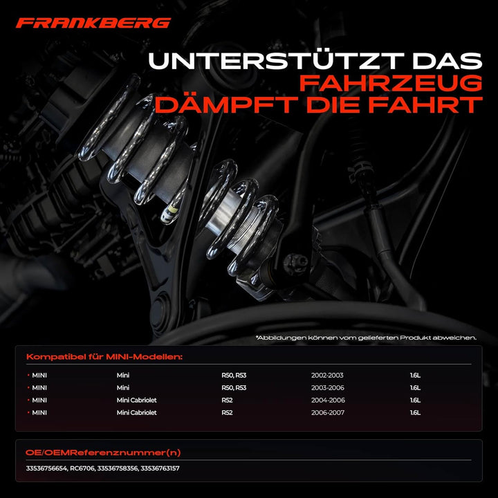 Frankberg 2x Federn Fahrwerksfeder Hinterachse Kompatibel mit M.i.n.i R50 R53 Cooper S 2002-2006 Rep