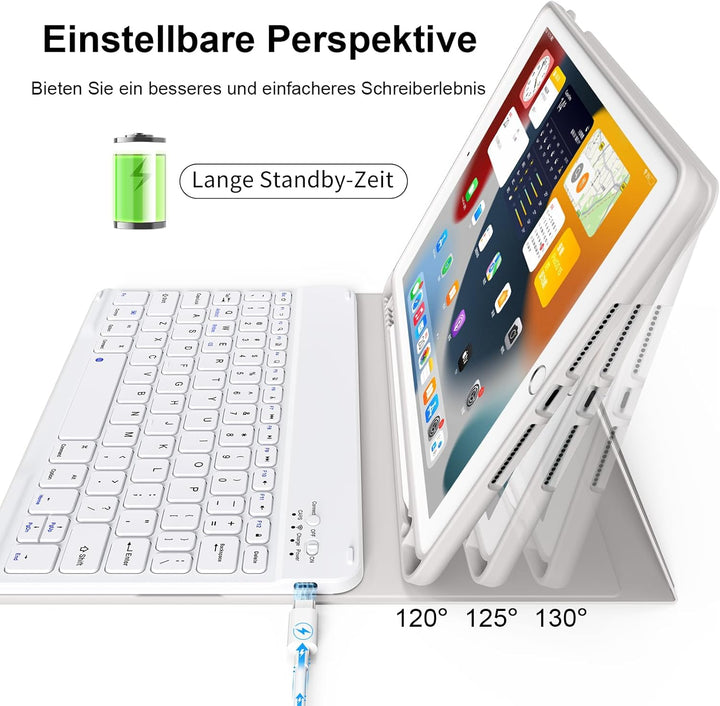 Tastatur Hülle für iPad 9./ 8./ 7. Generation (2021/2020/2019) mit Stifthalter, Soft TPU Schutzhülle