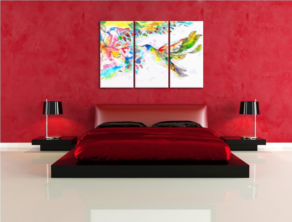 Kolibri Kunst Spezial 3-Teiler Leinwandbild 120x80 Bild auf Leinwand, XXL riesige Bilder fertig gera