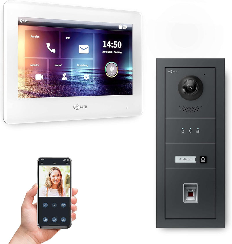 Goliath Hybrid | 2-Draht | Full-HD Video Türsprechanlage | App | 1-Fam | 1 x Full-Touchscreen 7" | A