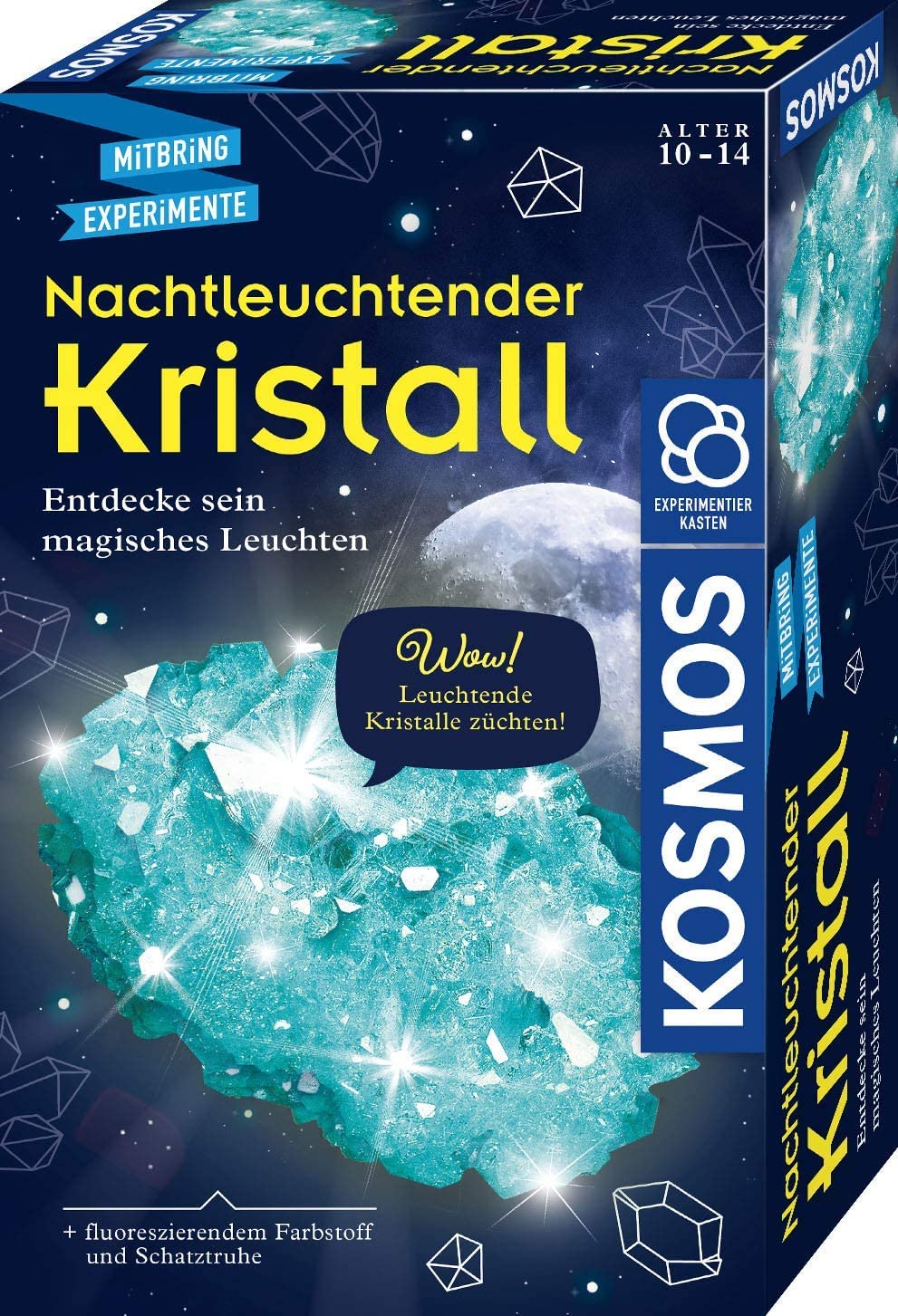 KOSMOS 658007 Nachtleuchtender Kristall, Kristalle selbst züchten, mit Schatztruhe, Experimentieren