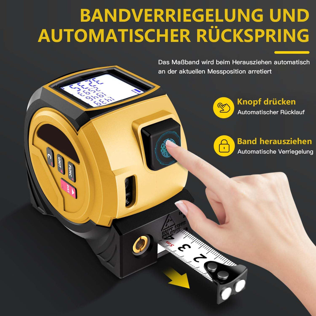 VOBOR 3-in-1 Laser Entfernungsmesser, 40m Digitales Massband mit Laser, Lasermessgerät mit LCD Hinte