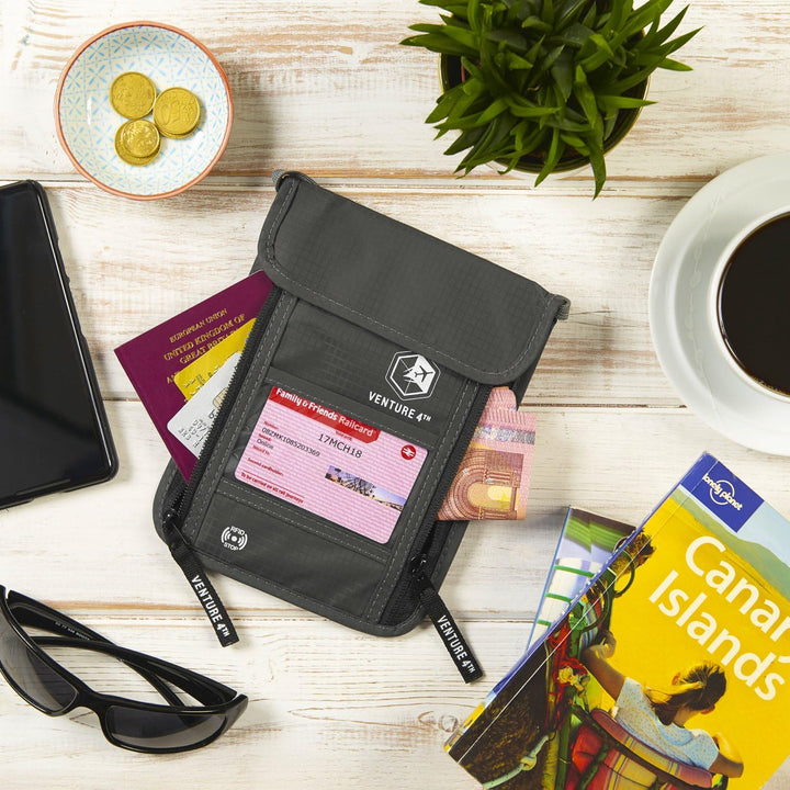Venture 4TH Travel Neck Wallet with RFID Blocking – Passport Holder Neck Pouch to Keep Your Cash and