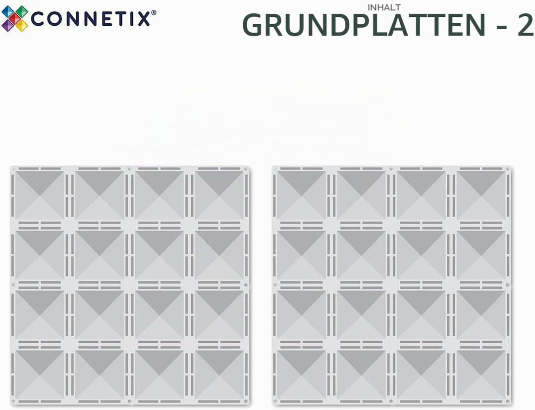 CONNETIX Magnetische Fliesen Klar Grundplatten-Pack, 2 Stück