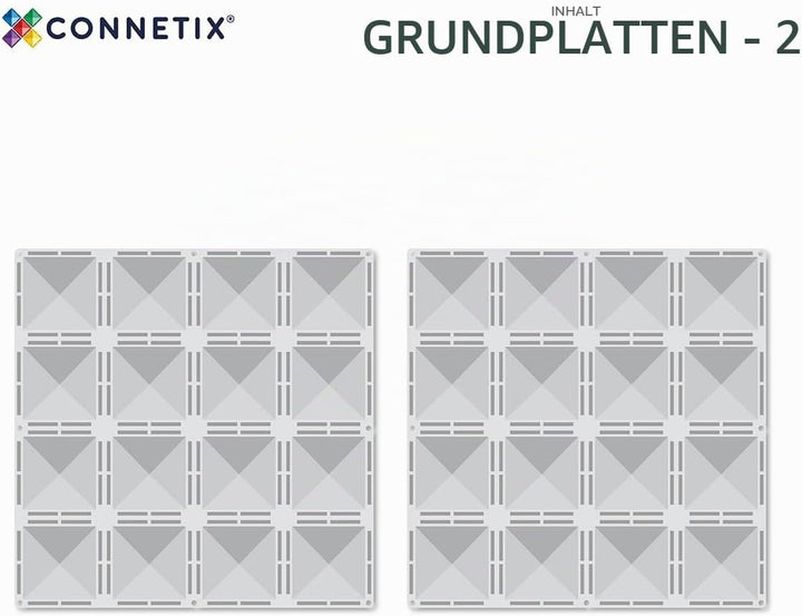 CONNETIX Magnetische Fliesen Klar Grundplatten-Pack, 2 Stück